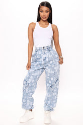 The Big Picture Cargo Jogger Jeans - White/Blue Ins Street